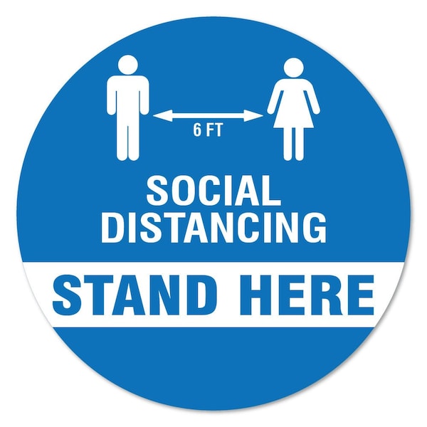 Signmission Stand Here Social Distancing Non-Slip Floor Graphic, 7" x 7", FD-C-7-99983 FD-C-7-99983 - main